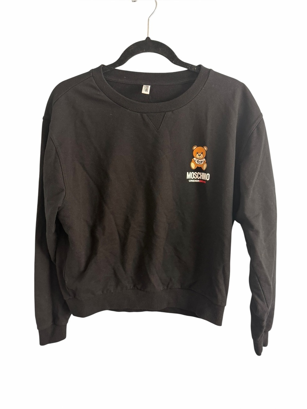 Moschino Cotton Sweatshirt With Teddy Bear Emblem Black